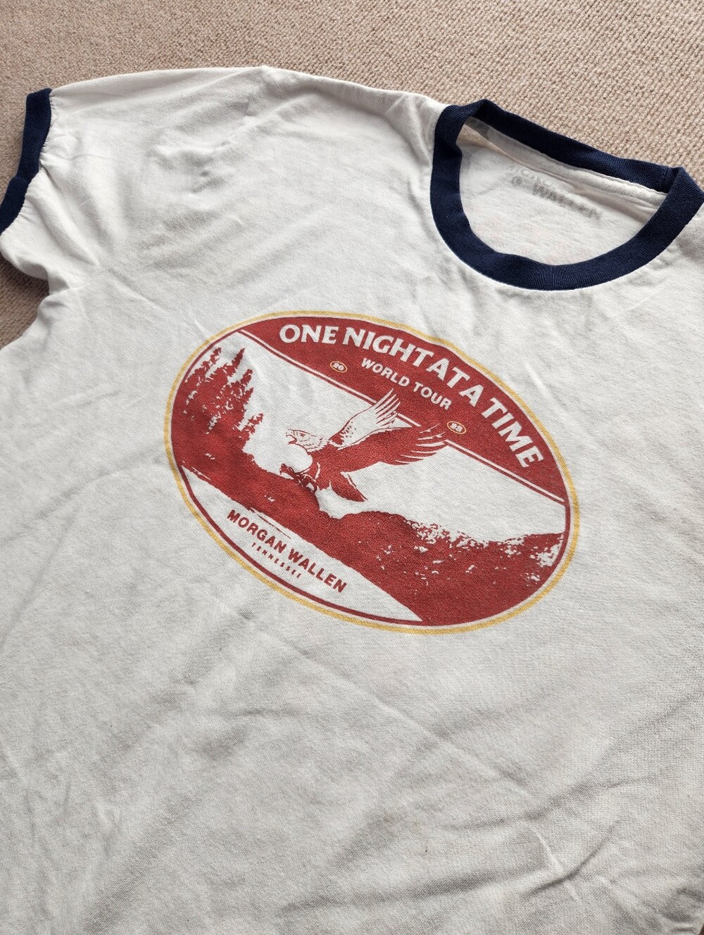Morgan Wallen Men's L One Night at a Time Tour Ringer T-Shirt Country Music